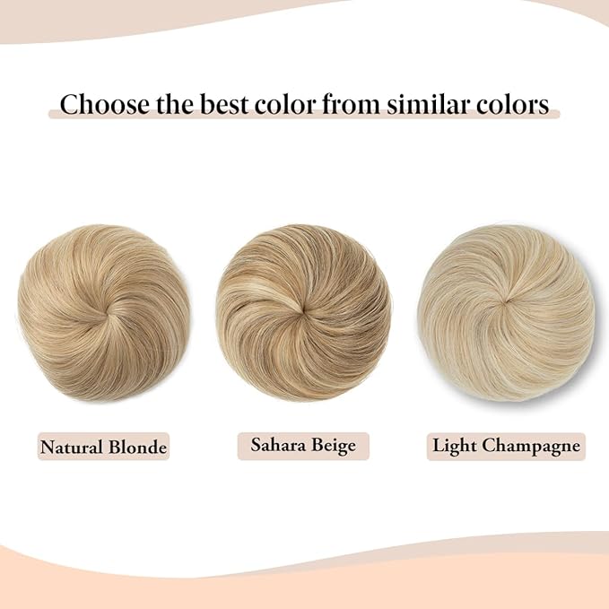 SARLA Fake Ballet Extension Bun Natural Blonde Synthetic Drawstring Hair Bun Hair Pieces for Women Girls Lady Updo Donut Chignon