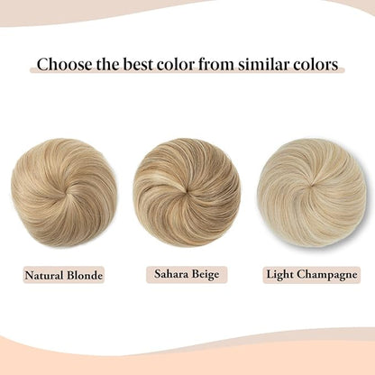 SARLA Fake Ballet Extension Bun Natural Blonde Synthetic Drawstring Hair Bun Hair Pieces for Women Girls Lady Updo Donut Chignon