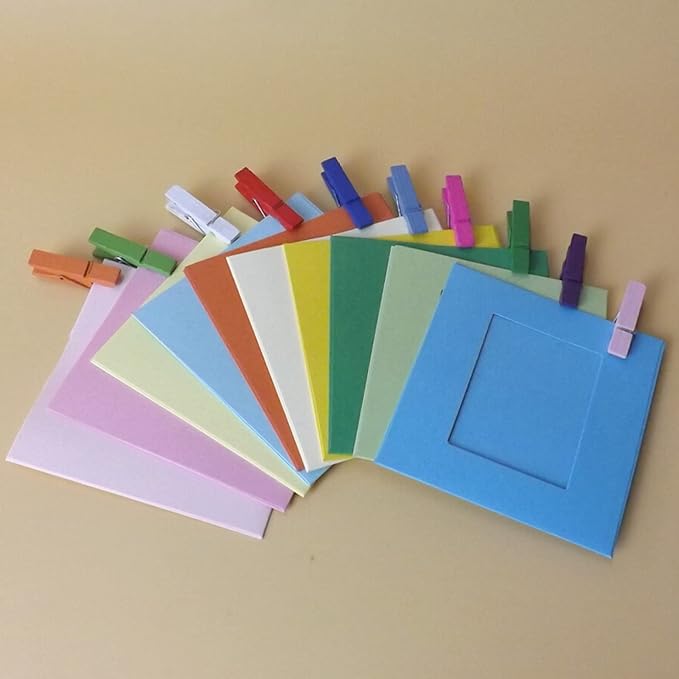 Photo Frames 10 pcs/lot 3 Inch DIY Wall Hanging Album Paper Photo Frame With Wooden Clip Hanger Hemp Rope