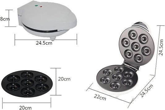 HEEPDD Mini Donut Maker, 7 Doughnuts Electric Donut Maker Machine with Non-stick for Breakfast Snacks Desserts
