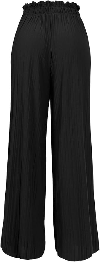 Design by Olivia Women's Ribbon Tie Chiffon Loose Pleated Wide Leg Palazzo Pants
