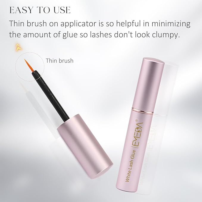 EMEDA Eyelash Glue for False Lashes Super Strong Hold Long Lasting 24H Waterproof Latex Free Best Lash Glue Eyes Strip White Clear Adhesive 5ml 0.17oz