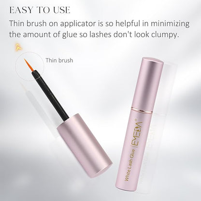 EMEDA Eyelash Glue for False Lashes Super Strong Hold Long Lasting 24H Waterproof Latex Free Best Lash Glue Eyes Strip White Clear Adhesive 5ml 0.17oz