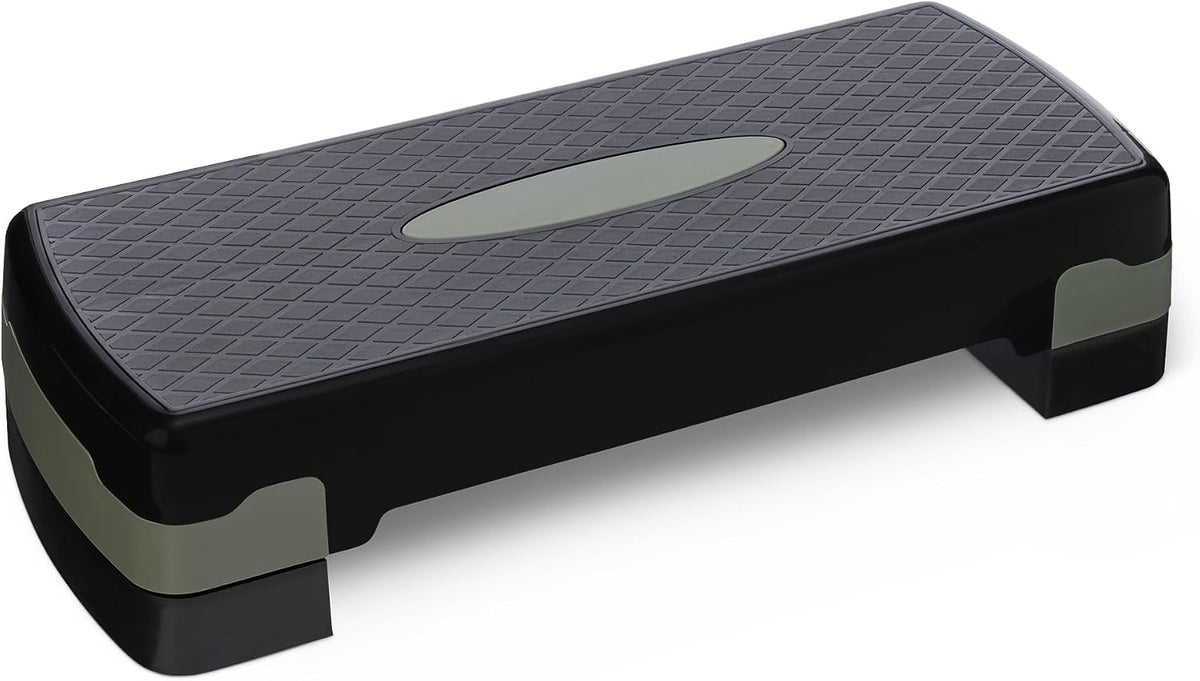 Basics Aerobic Exercise Step Platform, Adjustable Workout Stepper At Home, 68.58cm, Black/Grey