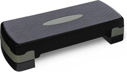Basics Aerobic Exercise Step Platform, Adjustable Workout Stepper At Home, 68.58cm, Black/Grey