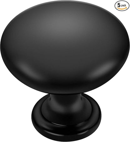 Ravinte 5 Pack Kitchen Cabinet Knobs - Matte Black Zinc Drawer Pulls and Door Handles for Dressers