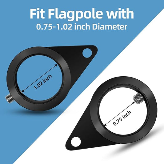 Anovo Flag Pole Rings, Flagpole Rings Aluminum Alloy 360 Rotating Anti Wrap Flag Mounting Spinning Ring Clips for 0.75-1.02 Inch Diameter Flagpole (1 Inch -Pack of 2, Black)