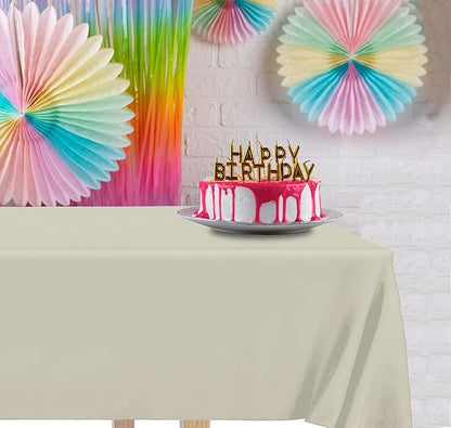 DecorRack 2 Rectangular Tablecloths BPA-Free Plastic, 54 x 108 inch, Dining Table Cover Cloth Rectangle for Parties, Picnic, Camping and Outdoor, Disposable or Reusable in Ivory (2 Pack)