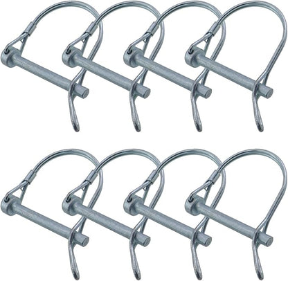 8PCS D-Type Ear Locking Pin Heavy Duty Safety Coupling Pin 6x50mm Round Spool Safety Locking Pin Square Spring Pin Retainer for Farm Trailer Lawn Trailer Chock Pin