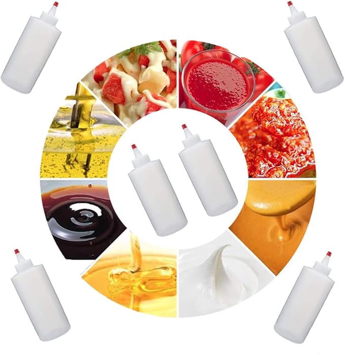 Anyumocz 12Pcs 4oz Clear Plastic Condiment Bottle,120ml Dispense Squeeze Bottles with Mini Red Caps for BBQ,Ketchup,Sauces,Dressing,Syrup,Arts,Crafts
