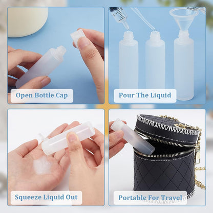 BENECREAT 4 Pack 18ml 0.6oz Small Travel Squeeze Bottles Refillable Makeup Foundation Container Travel Essentials Sample Bottles for Toiletries, Shampoo Toner Cosmetic
