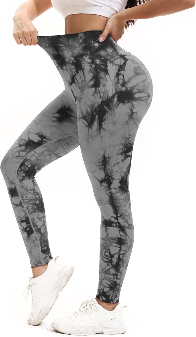Tie Dye High Waisted Seamless Women's Yoga Leggings Soft Tummy Control Workout Leggings for Gym Athletic