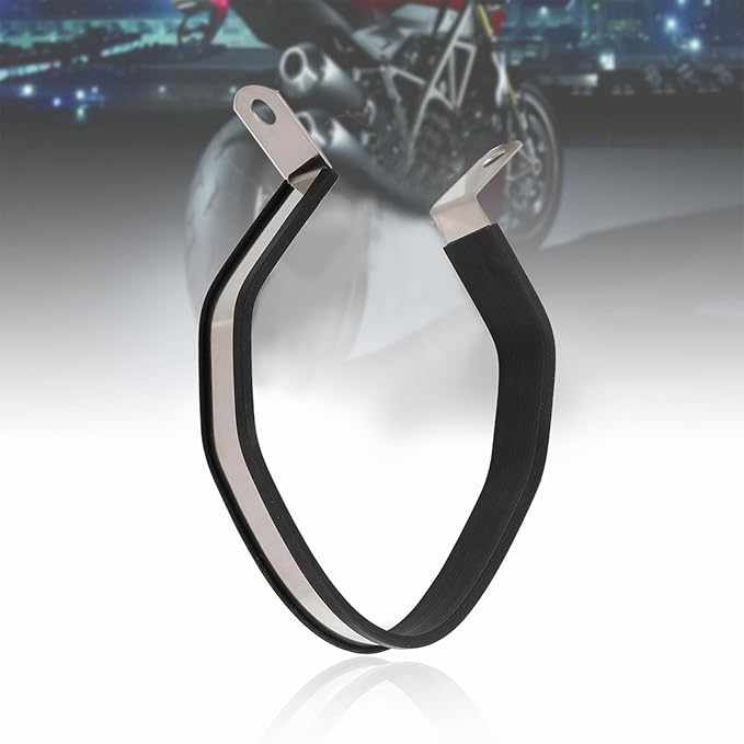 Motorcycle Exhaust Clamp, Hexagon Muffler Pipe Silencer Hanger Mount Bracket Stainless Steel Motorcycle Clamp, Suitable for Many Car, Solid Installation