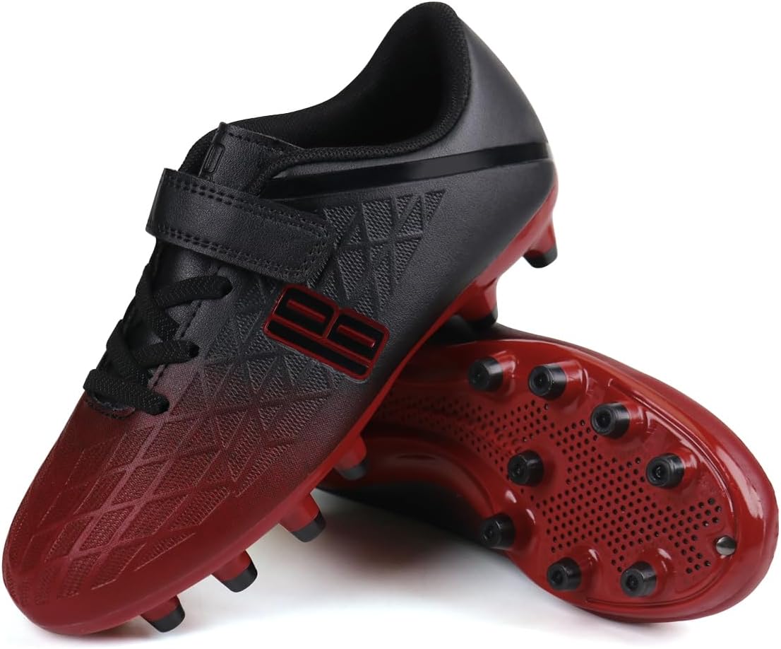 brooman Kids Firm Ground Soccer Cleats Boys Girls Athletic Outdoor Football Shoes