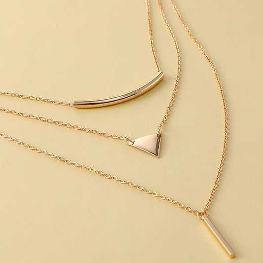 Roe Dolph Gold Layered Necklace for Women Geometry Pendant Necklace Minimalist Choker Necklace Long Chains Necklace Jewelry Gift