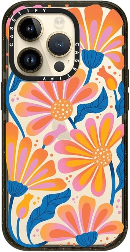 CASETiFY Impact iPhone 14 Pro Case 4X Military Grade Drop Tested  8.2ft Drop Protection - Lazy Daisy - Glossy Black