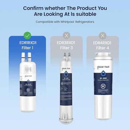 GLACIER FRESH EDR1RXD1 Water Filter Compatible with W10295370A, 1 Pack