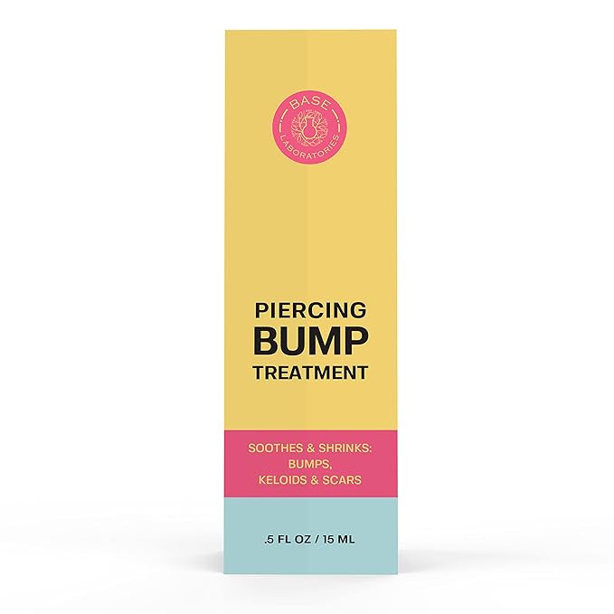 BASE LABORATORIES Piercing Bump Solution  Keloid Bump Removal  Soothing Piercing Aftercare for Piercing Bumps  Keloid Scar Removal  Ear  Nose Keloid Bumps Piercing Aftercare Solution Oil  0.5 oz