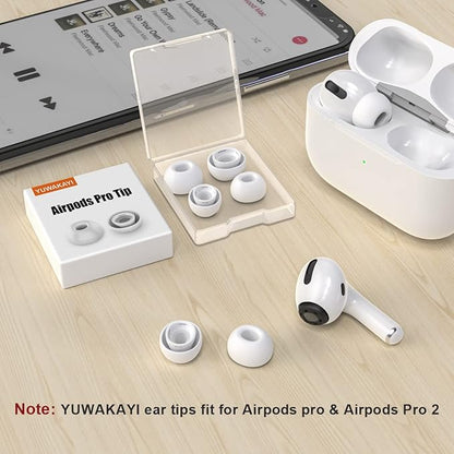 4 Pairs  Replacement Ear Tips for AirPods Pro and AirPods Pro 2 with Noise Reduction Hole, Silicone Ear Tips for AirPods Pro with Portable Storage Box and Fit in The Charging Case(XSSML)