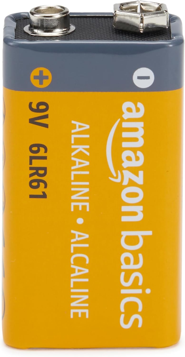 Basics 8-Pack 9V Long-Lasting Alkaline Batteries for Smoke Detector, Electronics & Audio, Reliable, 5-Year Shelf Life