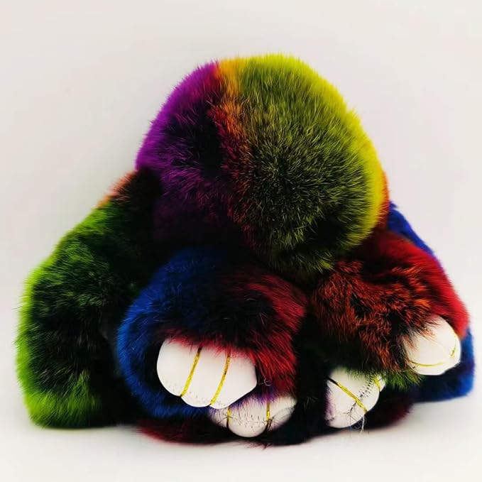 Bunny Keychain Soft Fluffy Rabbit Keychain Cute Colorful Rabbit Fur Pom Pom Key Rings for Women Pendant Accessories