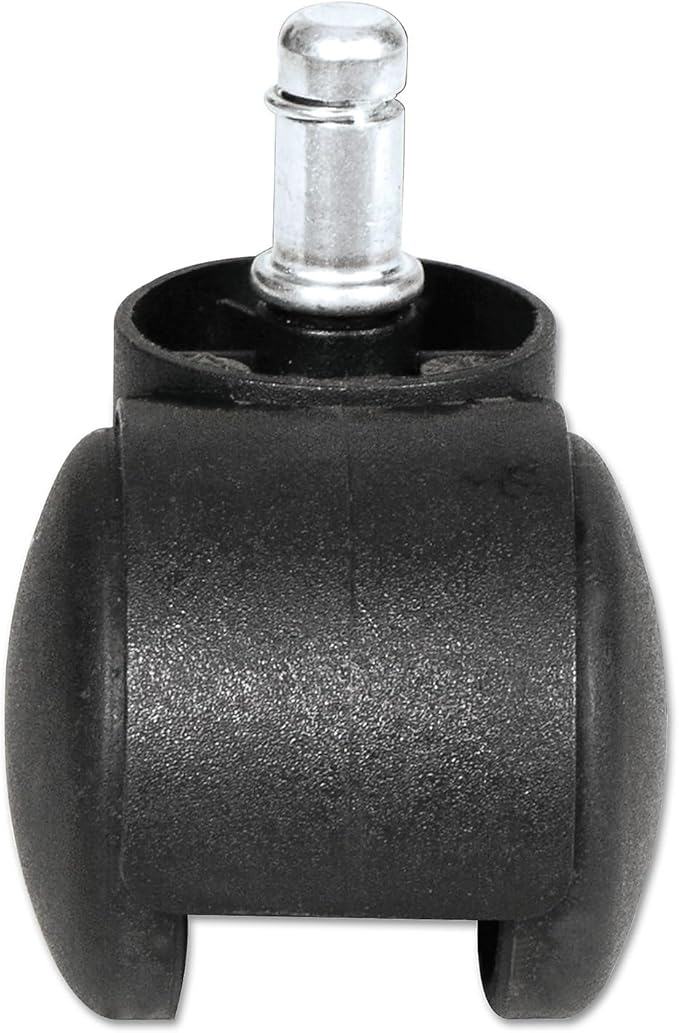 Alera Dual Wheel Hooded Casters, Grip Ring Type B Stem, 1.5" Hard Nylon Wheel, Matte Black, 5/Set