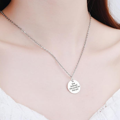 Honbay 40PCS Alloy Round Message Charms Pendant She Believed She Could So She Did Inspiration Words Charms for DIY Earring Necklace Bracelet Crafting Making (2 Color)