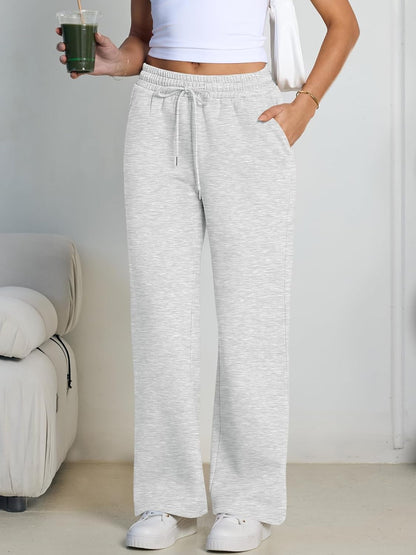 Womens Wide Leg Fleece Lined Sweatpants Winter Baggy Lounge Travel Pants Fashion Outfits 2025 Joggers Clothes