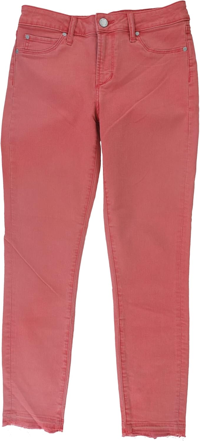 Articles of Society Womens Super-Soft Released-Hem Cropped Jeans, Red, 32