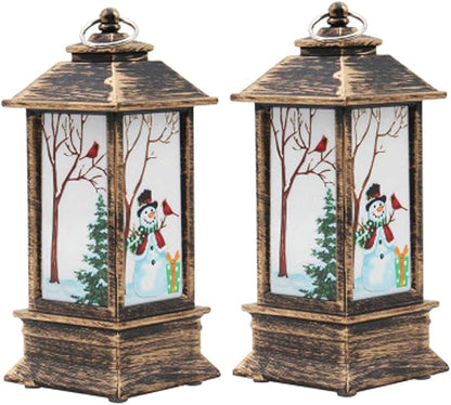 2pcs Christmas Snowman Lantern Night Lamp Decorative LED Light Desktop Bedroom Festive Tabletop Decoration Battery Operated Christmas Lanterns