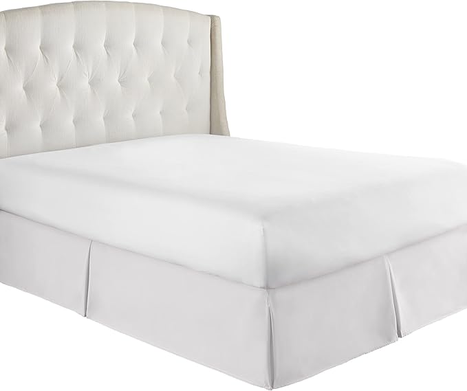 HC Collection Bed Skirt, Soft Microfiber Box Spring Cover, Bed Skirting Queen Size, 14" Inch Drop, Wrinkle  Fade Resistant - White