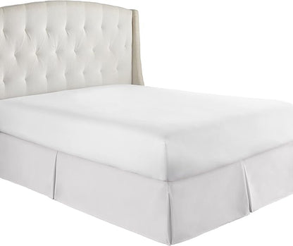 HC Collection Bed Skirt, Soft Microfiber Box Spring Cover, Bed Skirting Queen Size, 14" Inch Drop, Wrinkle  Fade Resistant - White
