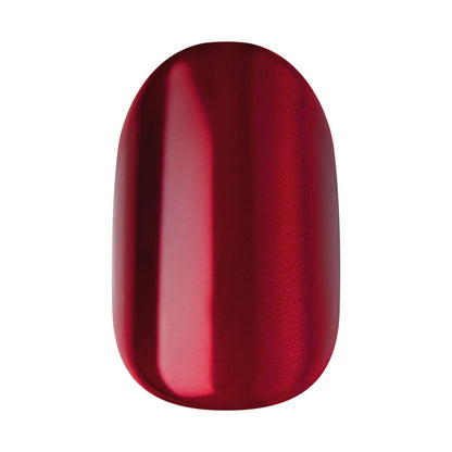 Kiss colorFX by Impress Press On Nails, Hidden Gem, 30 No Glue Peel and Stick Nails Kit with IMPROVED Adhesive, Red Short Oval Chrome Effect, Includes Prep Pad, Manicure Stick & Mini File