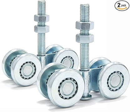 Trolley Assembly, Silent Roller Wheels for 1-34"" Wide and 2-14"" or Taller Shed Sliding Door, Rail Hanging Track, Electro-Galvanized Zinc Barn Door Hardware Kit, Silver, JHD294