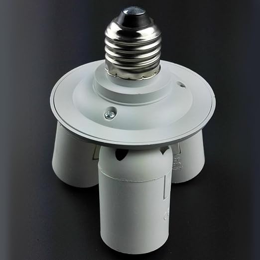 3 to 1 Light Socket E26 Splitter Lamp Base Adapter for Standard LED and CFL Bulbs