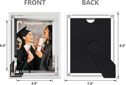 HORLIMER 5x7 Picture Frame Set of 2, Glass Photo Frame 5 by 7 for Tabletop, Horizontally or Vertically