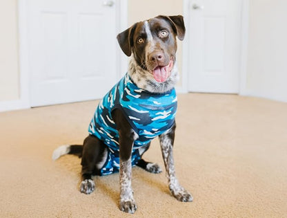 Suit for Dogs - Post-Surgery Suit with Hold-Up System - Breathable Cone-Free Option for Spay, Neuter, Skin Issues - XS Camouflage - Neck to Tail 15.7-17. Inches, 18-24 Inches Chest