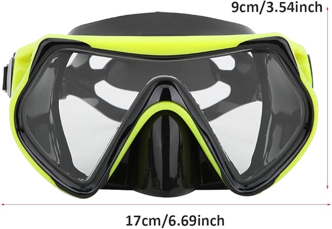 Silicone Diving Glasses, Snorkel Swim Goggle Panoramic View Dive Mask Adult Snorkeling Goggles Large Views Toughened Glass Wide Strap Swimming Glasses Equipment for Men Women