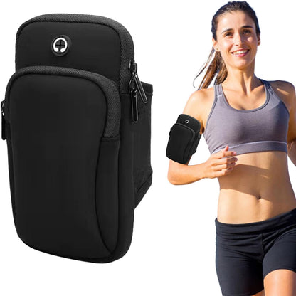 Phone Holder for Running, Walking, Workout, Under 7 in Armband Smartphone Holder, Phone Pouch Cards Keys Wallet, Gym Sports Arm Bands Sleeve Fit Women Men(Color:Black