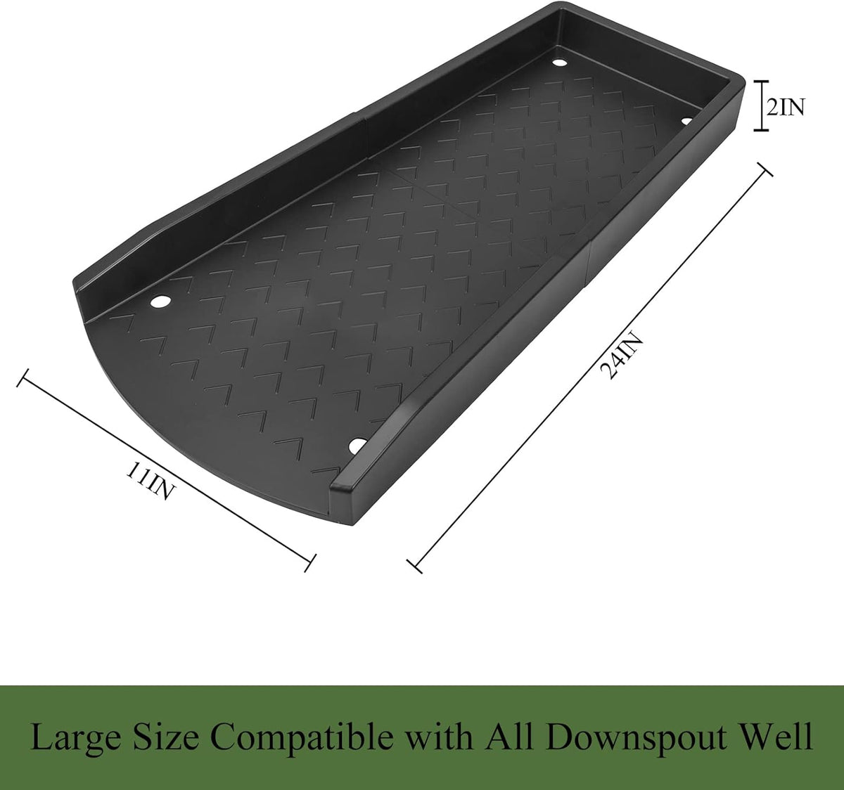 1 Pack Downspout Splash Block, 24" Rain Gutter Downspout Extensions Black, Decorative RainWater Drainage, Gutter Splas ( Doesn't come with 6pc Fixing Nailsh )