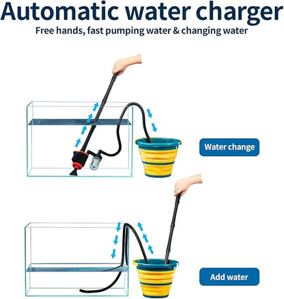 Electric Aquarium Gravel Cleaner, 5 in 1 Automatic Tank Cleaning Tool Set,Removable Vacuum Water Changer Sand Algae Cleaner Washer Filter Siphon,Algae Water Remover for TurtleBetta Fish Tank