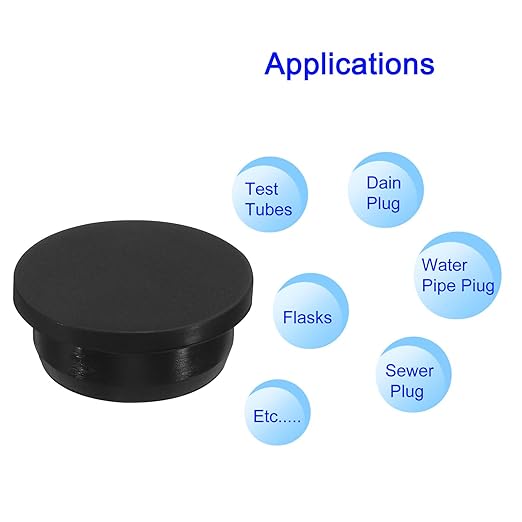Silicone Rubber Hole Plug A34.8 Lab Rubber Tube Plug Black Bottle Stopper 34.8-41mm Diameter Soft Flexible Reusable End Covers for Bottles Pipes Flower Pots 2Pcs