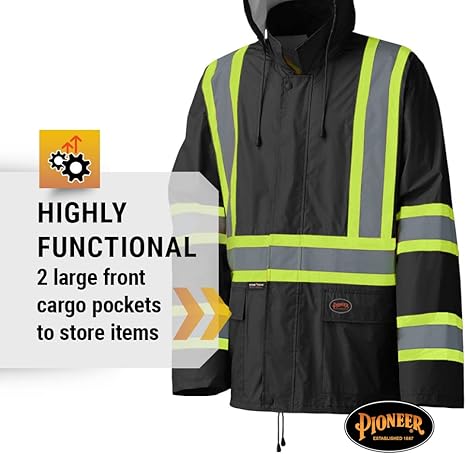 Pioneer Hi Vis Lightweight Waterproof Safety Rain Suit - Reflective Work Rain Gear for Men and Women