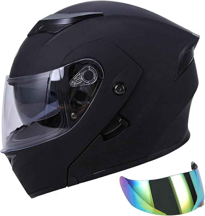 Adult Modular Motorcycle Full Face Helmet, DOT Approved Dual Visor Flip up Modular Motorcycle Helmet for Unisex Adult, Motorbike Street Bike ATV Helmet