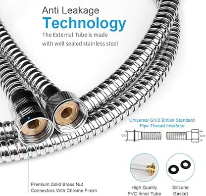 Shower Hose Extra Long 96 inches Shower Head Hose Replacement Stainless Steel Handheld Shower Hose Flexible and Durable with Brass Insert and Nut