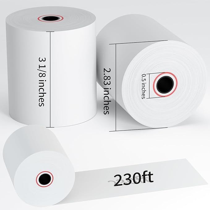 Thermal Receipt Paper Rolls, 3-18 x 230ft Thermal Paper, POS Cash Register Paper Rolls (10 Rolls)
