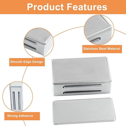 Waziaqoc 4 Pack Magnetic Door Catch, Stainless Steel Magnetic Latch with Adhesive, Ultra Thin Door Magnets, No Drilling Cupboard Magnetic Latches for Drawer Closet and Kitchen Cabinet