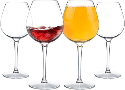 4 Pack Plastic Wine Glasses Set of 4, 14oz(400ml), Unbreakable Tritan Wine Glasses with Stem, BPA Free, Dishwasher Safe, Perfect for Poolside, Outdoors, Camping, and More, Clear