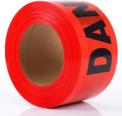 Red Tape Danger Do Not Enter 3 inch X 1000 feet Red with a Bold Black Print for High Visibility Caution Barrier Tape Roll Non-Adhesive for Danger Construction Crime Scene