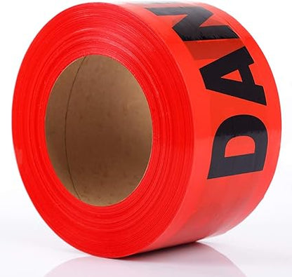 Red Tape Danger Do Not Enter 3 inch X 1000 feet Red with a Bold Black Print for High Visibility Caution Barrier Tape Roll Non-Adhesive for Danger Construction Crime Scene
